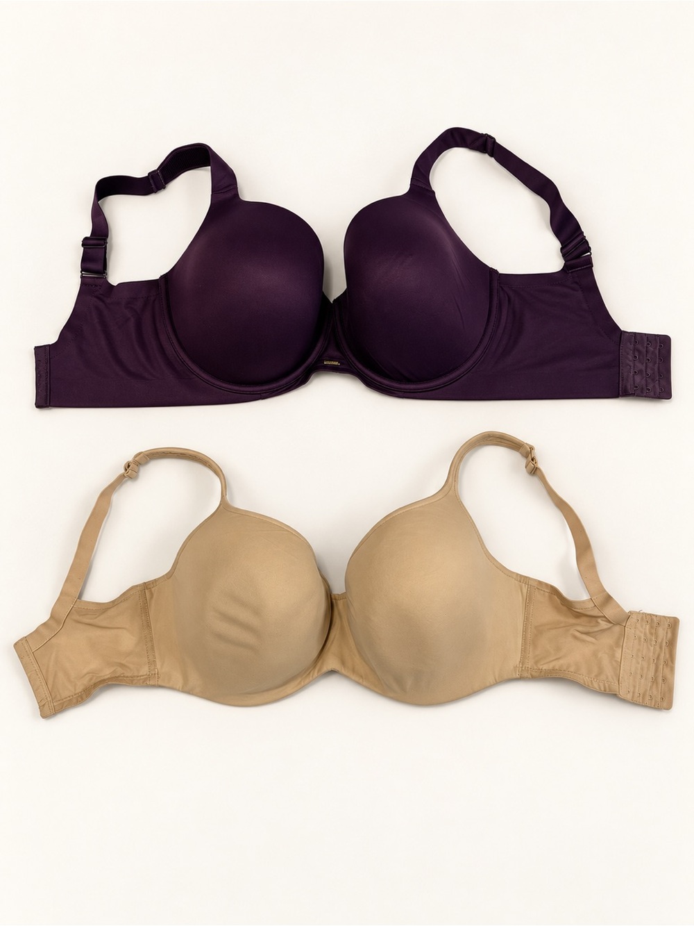 Cacique Two-Pack Seamless T-Shirt Bras in Plum and Beige